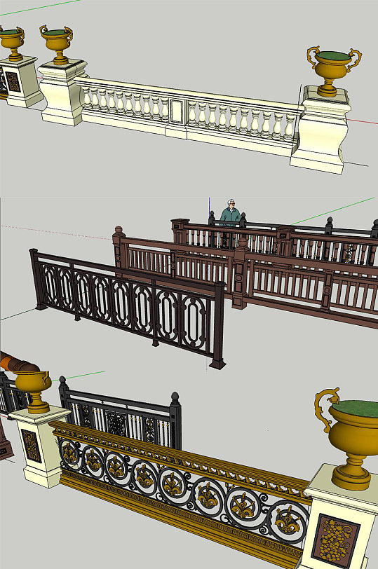 栏杆SU模型设计-众图网