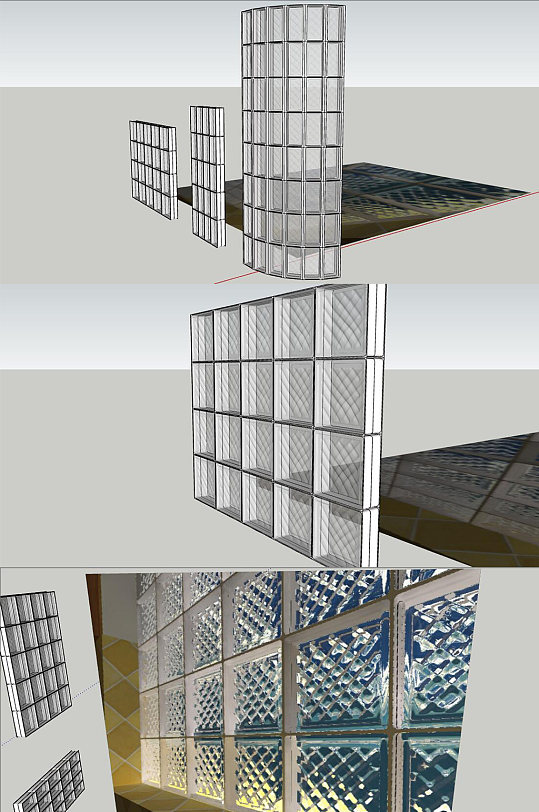 现代玻璃砖建筑模型-众图网