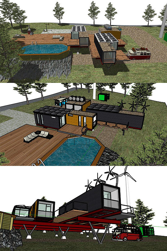 集装箱改造SU模型-众图网