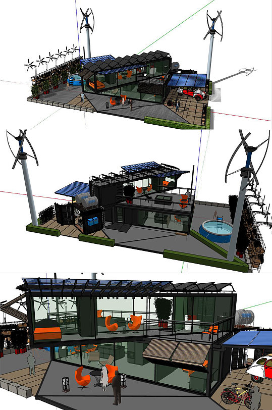 集装箱改造SU模型-众图网