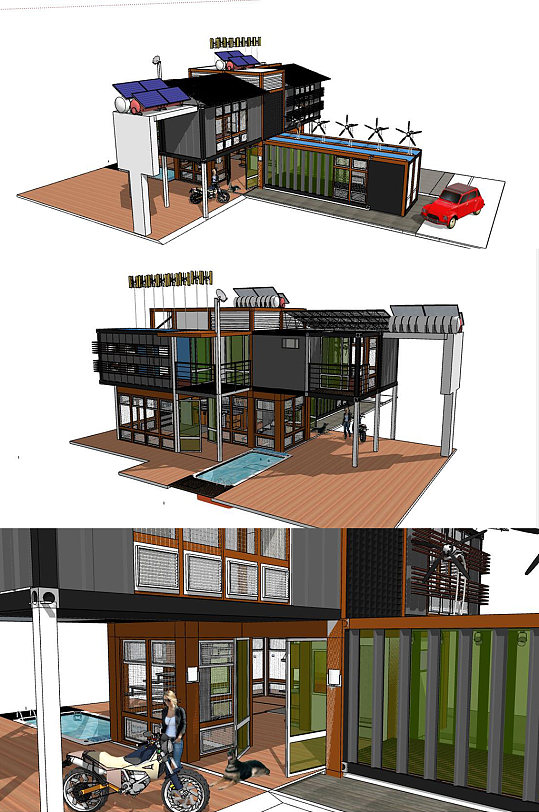 集装箱改造SU模型-众图网