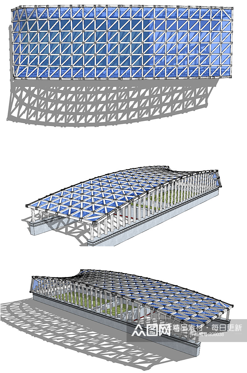 钢结构车库SU模型素材