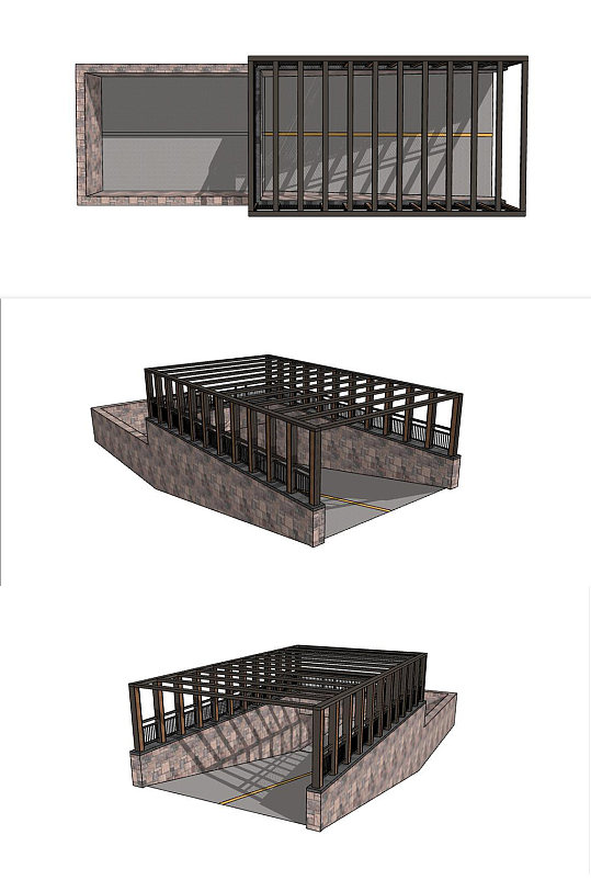 地下车库出入口SU模型-众图网