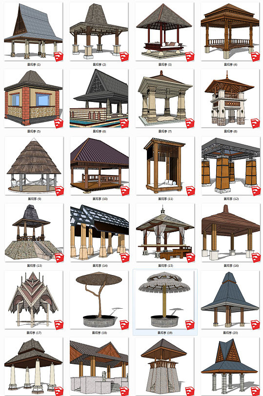 东南亚泰式景观亭子-众图网