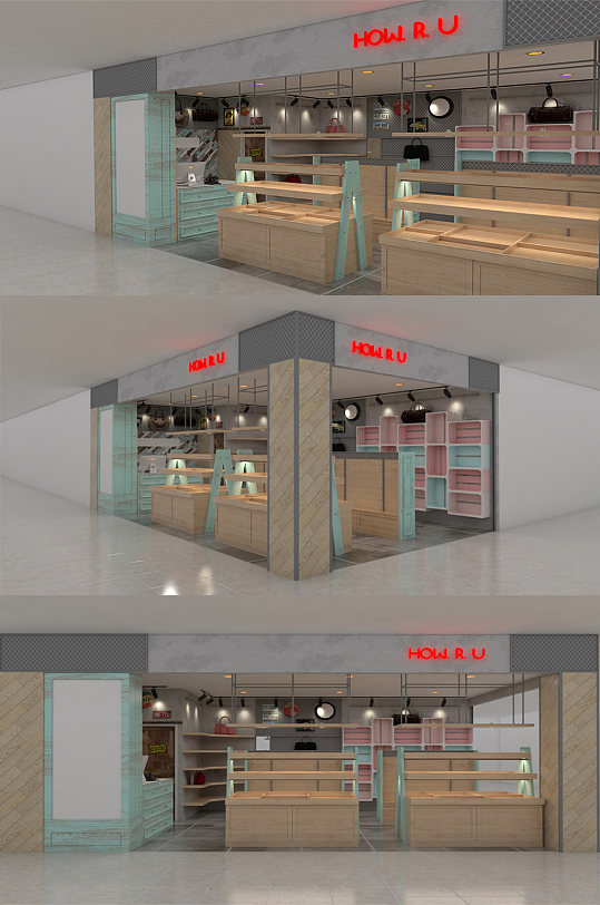 箱包店铺SU模型-众图网