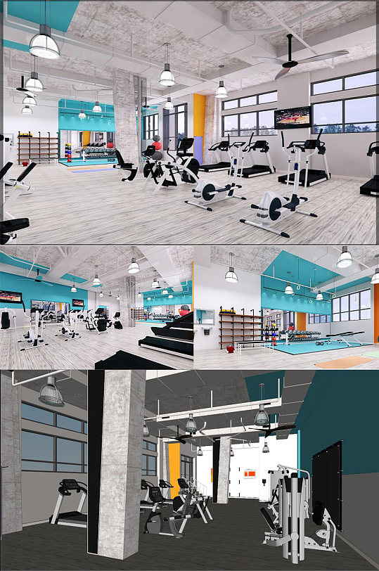 健身场馆SU模型-众图网