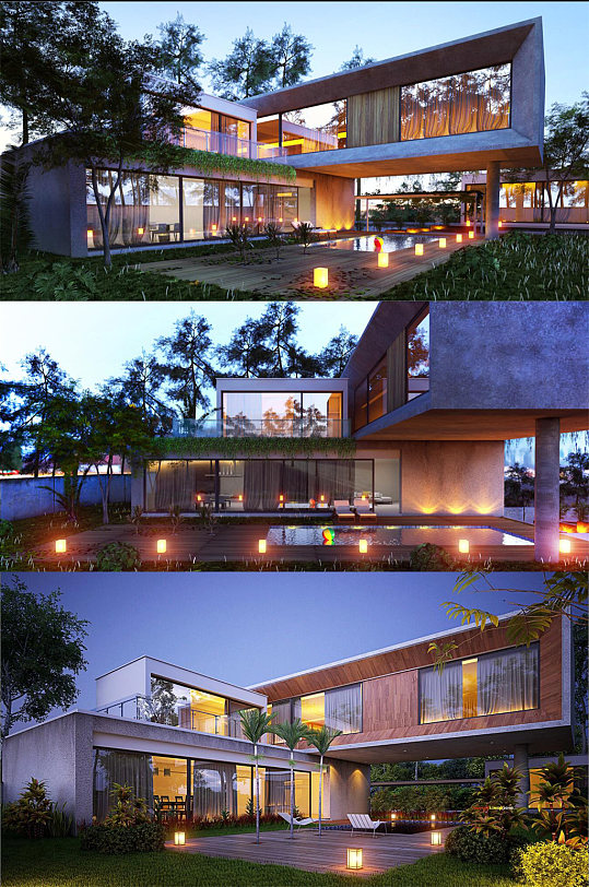 现代私人别墅SU模型-众图网