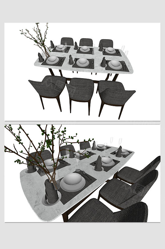 现代化家居餐桌模型-众图网