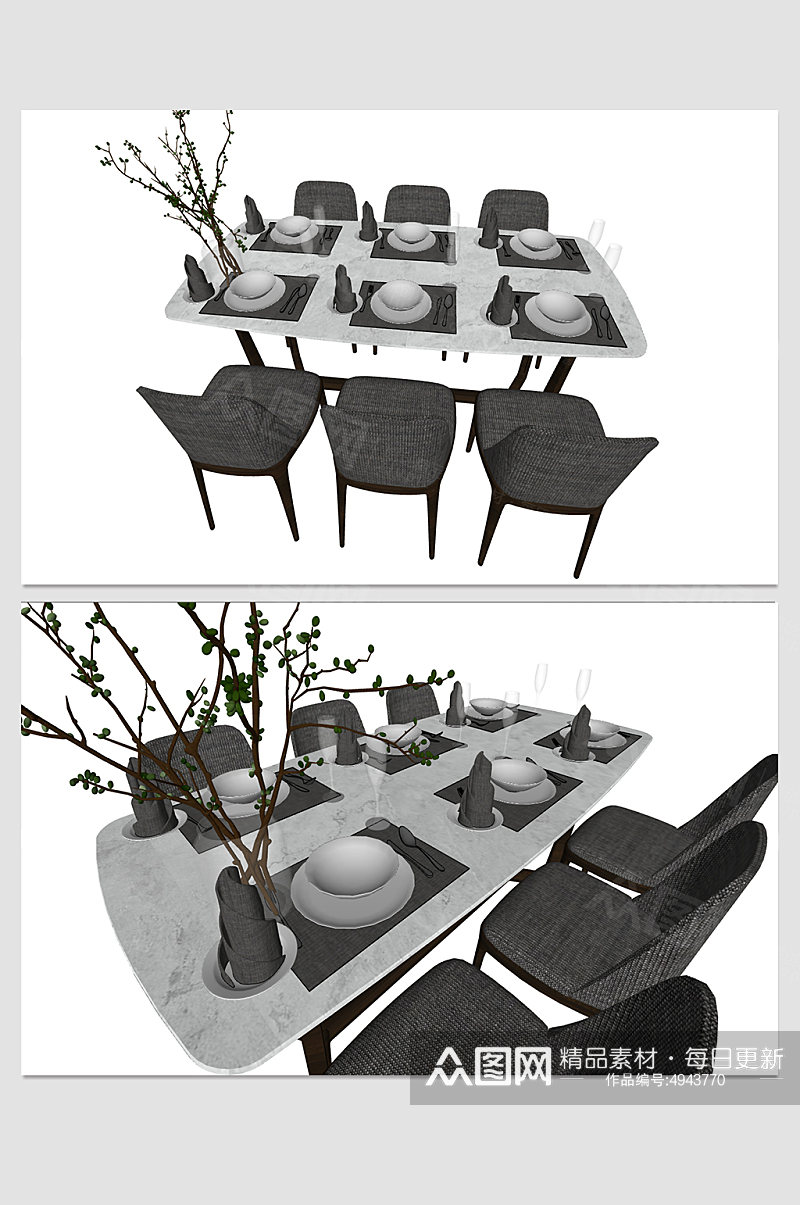 现代化家居餐桌模型素材