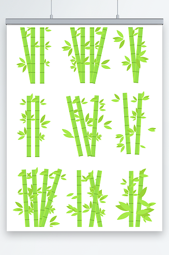 春季春天AI矢量竹子竹叶插画元素