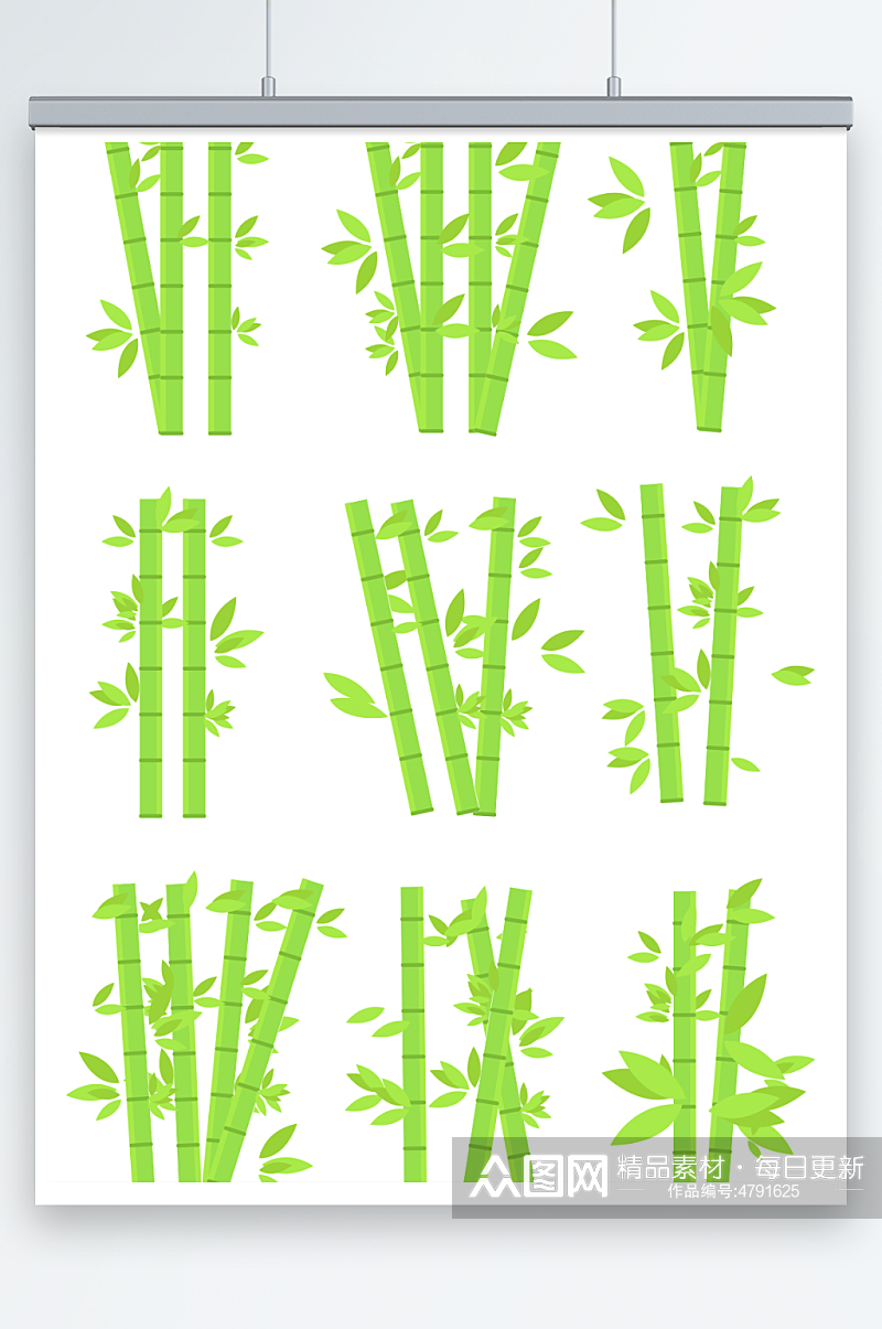 春季春天AI矢量竹子竹叶插画元素素材