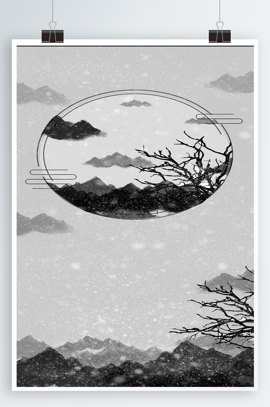 手绘水墨梅花背景素材
