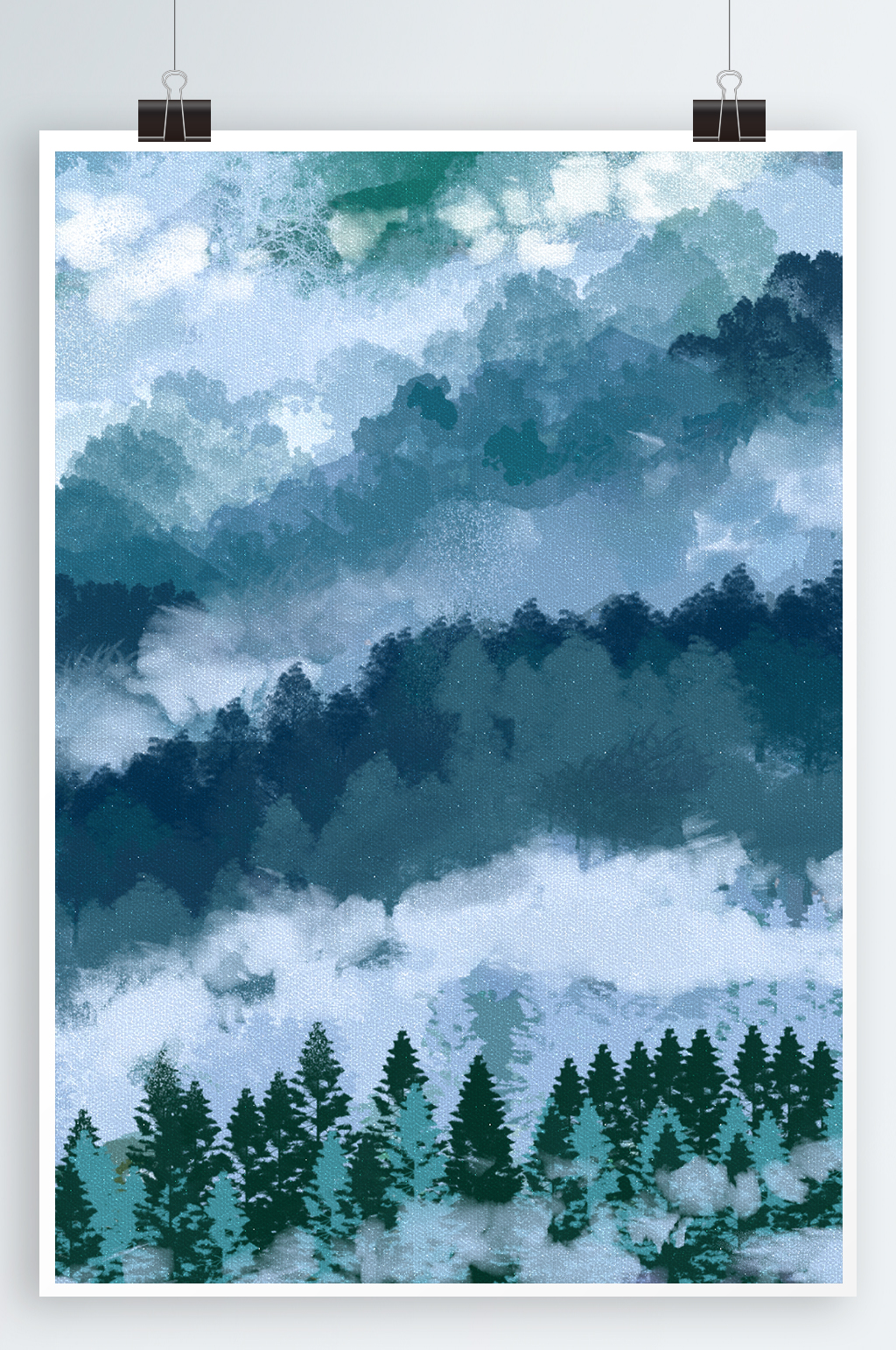 意境山水国画山水素材