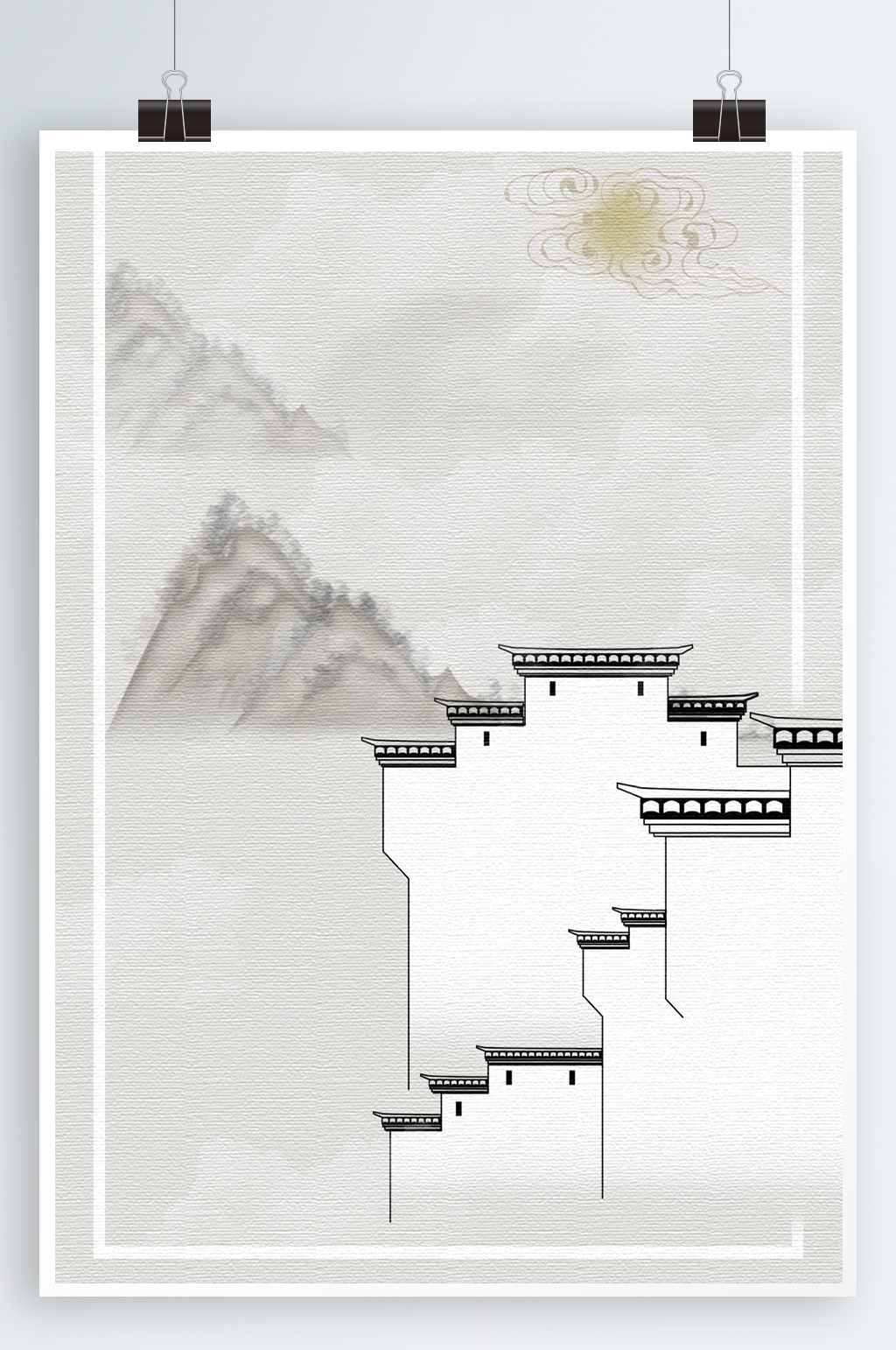 水墨江南徽派建筑素材