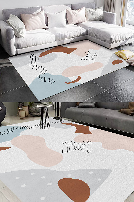 地毯图案混色彩印地毯-众图网