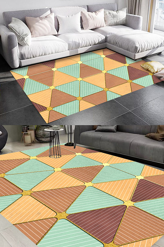 卧室地毯撞色地毯图案-众图网