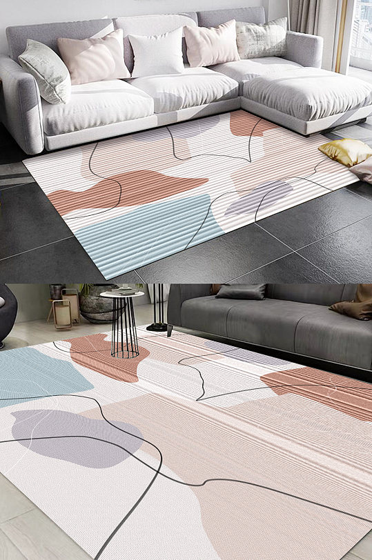 简约色块图案客厅地毯客厅地毯
