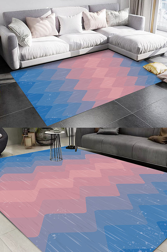 渐变菱形图案客厅地毯-众图网