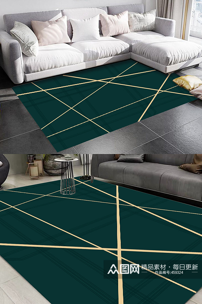 绿色金箔地毯客厅地毯素材