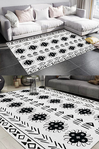 黑白花纹图案地毯图案