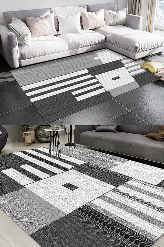 灰色条纹图案欧式地毯