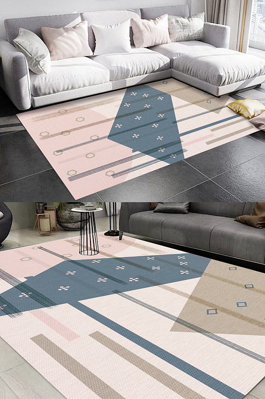 素雅花纹客厅地毯-众图网