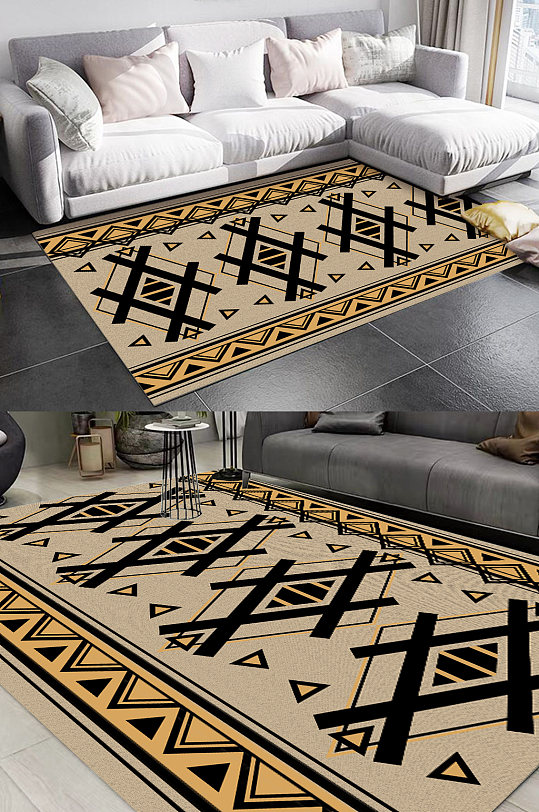 传统民族风客厅地毯-众图网