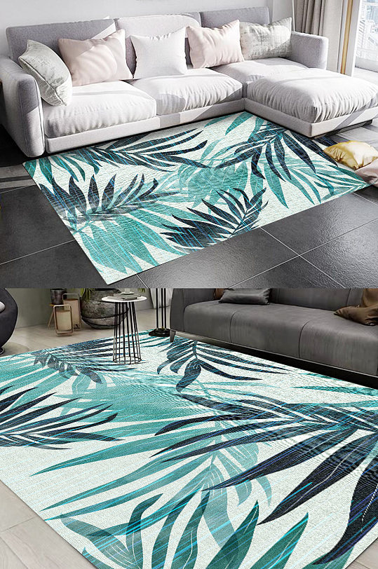 热带芭蕉叶客厅地毯-众图网
