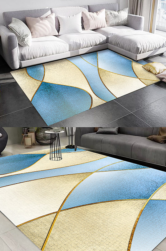 金箔线条地毯精品地毯-众图网