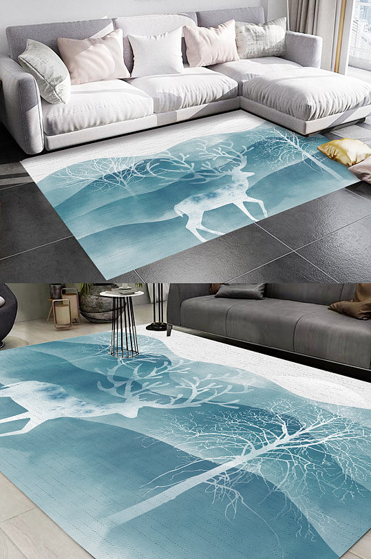 时尚地毯图案小清新地毯-众图网