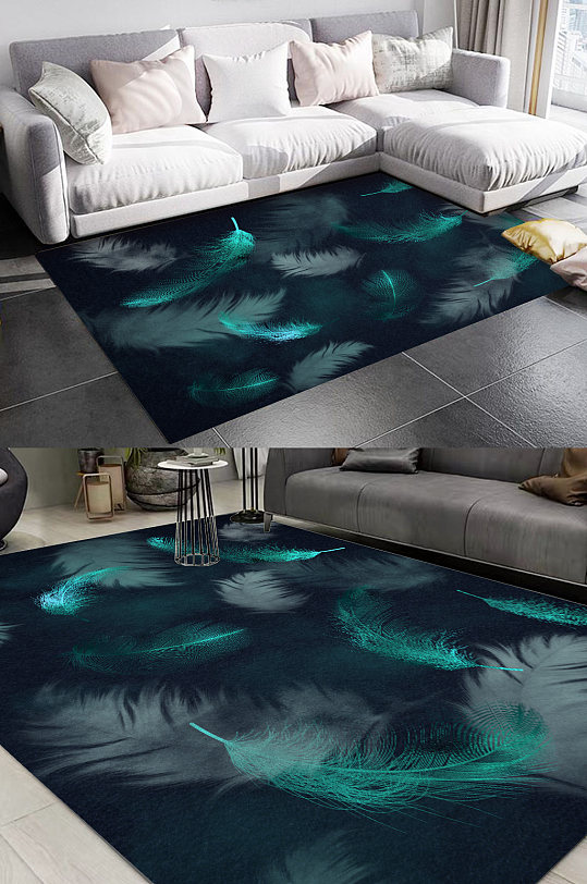 经典羽毛时尚地毯图案-众图网