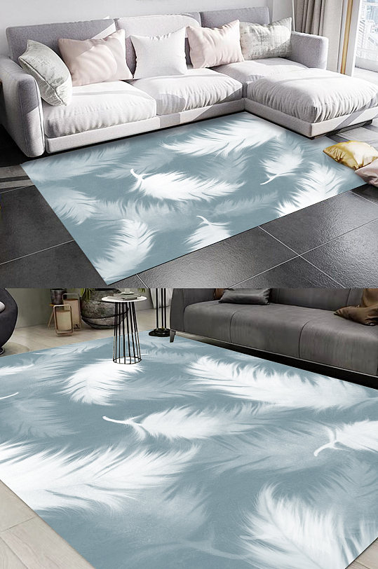小清新羽毛时尚地毯图案-众图网