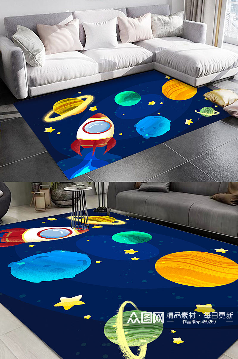 宇宙太空卡通地毯图案素材
