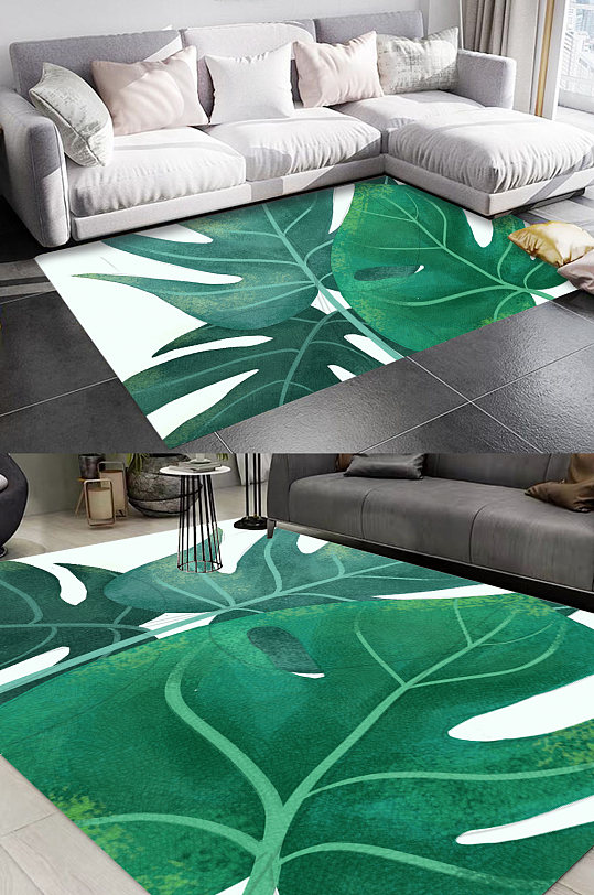 客厅地毯芭蕉叶图案-众图网