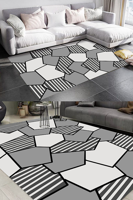 多边形图案客厅地毯-众图网
