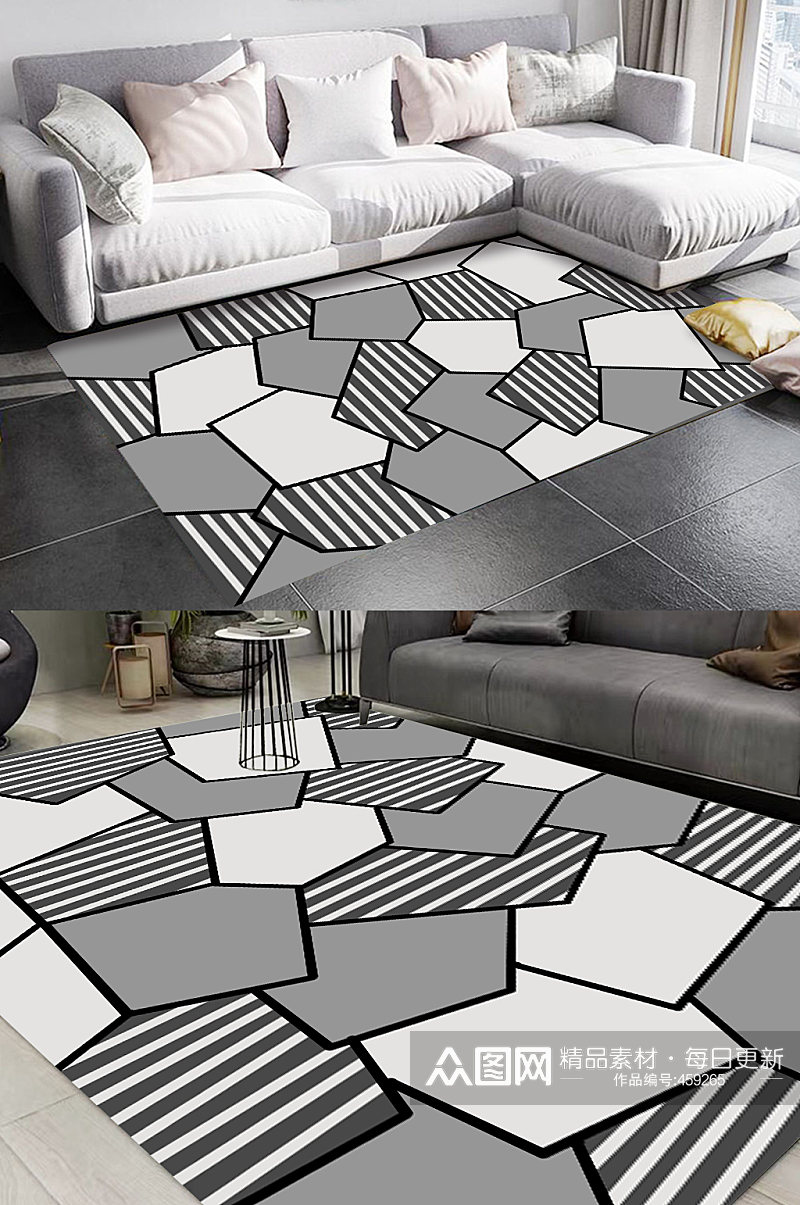 多边形图案客厅地毯素材