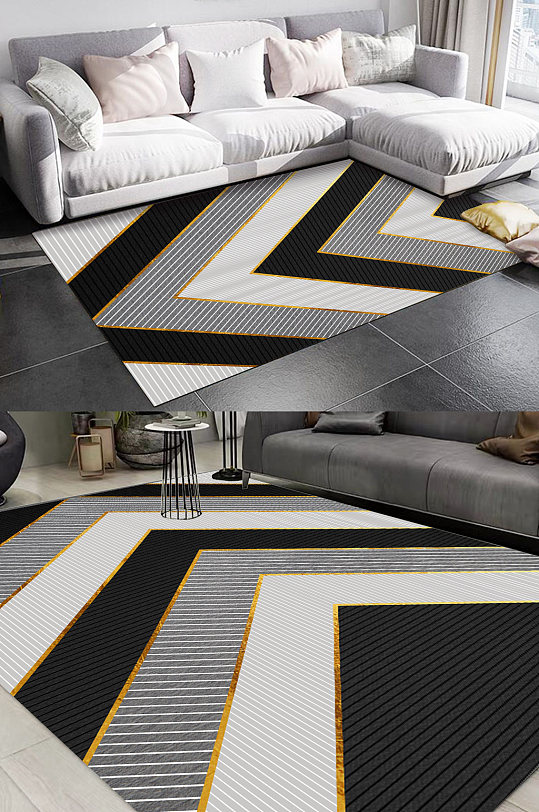 北欧风地毯菱形条纹-众图网