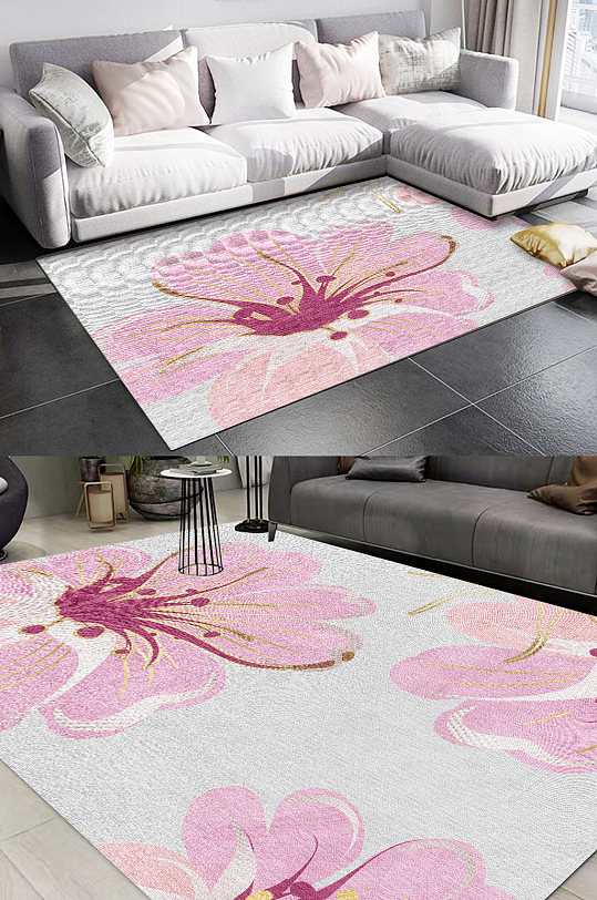 时尚地毯图案抽象花卉地毯-众图网