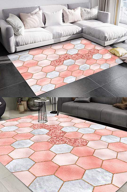 粉色多边形地毯图案-众图网
