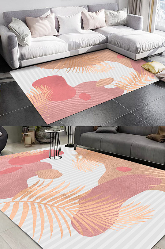 粉色植物花纹地毯-众图网