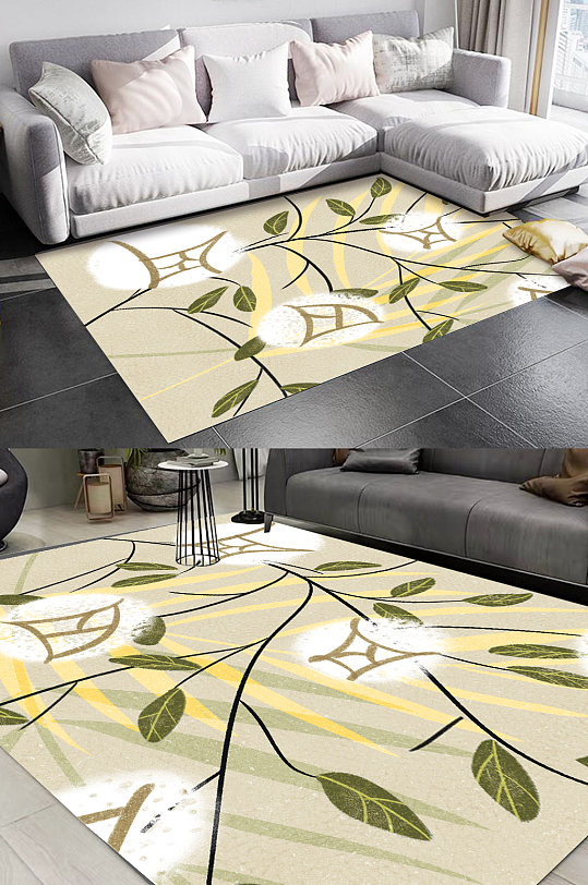 中式复古地毯植物花纹地毯