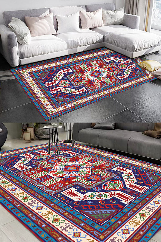 数码印花民族风碎花地毯-众图网