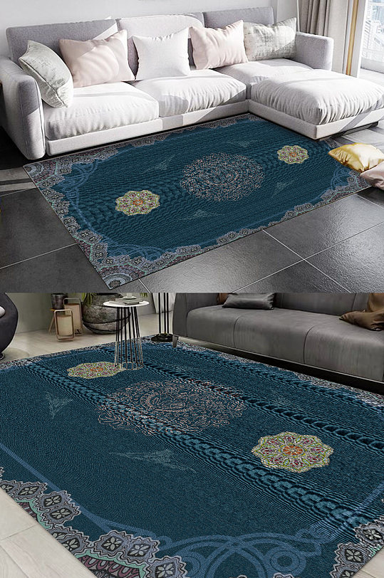 中式古典花纹几何地毯图案-众图网