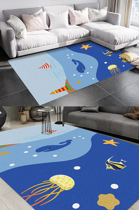 海底世界简约地毯图案-众图网