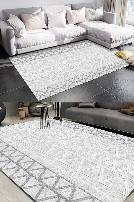 灰色几何地毯图案客厅地毯