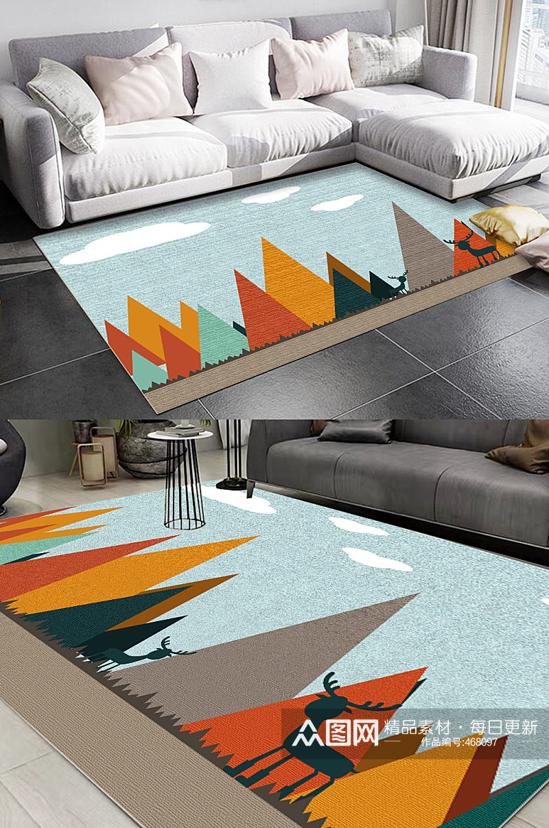 抽象几何地毯沙发地毯素材