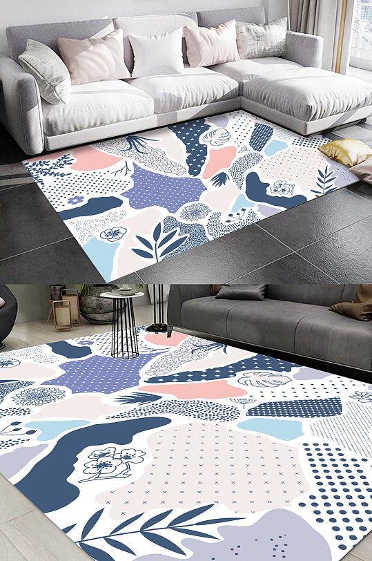 植物叶子图案地毯-众图网