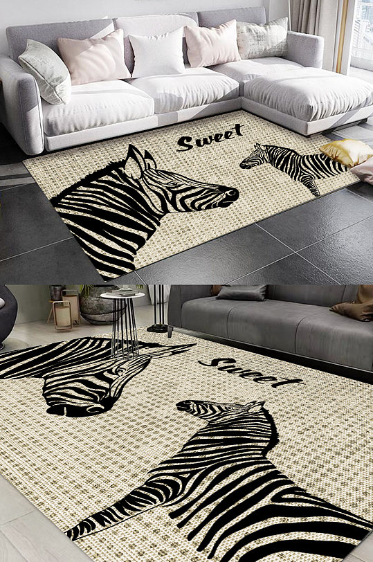 动物图案几何地毯图案-众图网