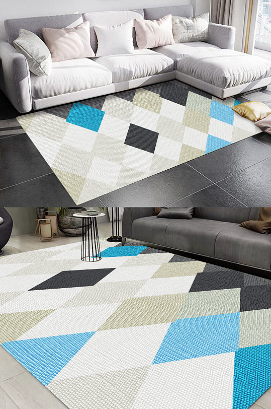 几何地毯图案小清新地毯-众图网