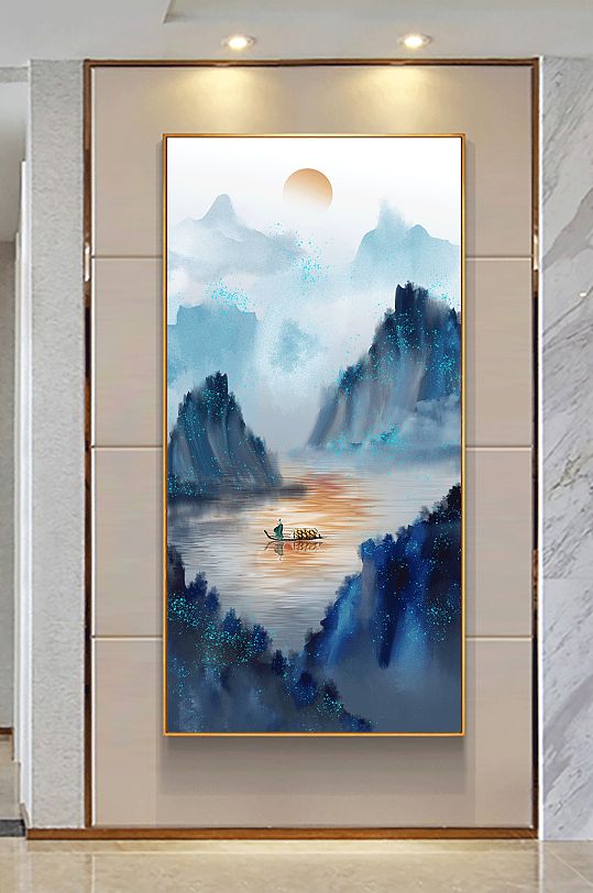 抽象山水玄关装饰画 大气山河图-众图网